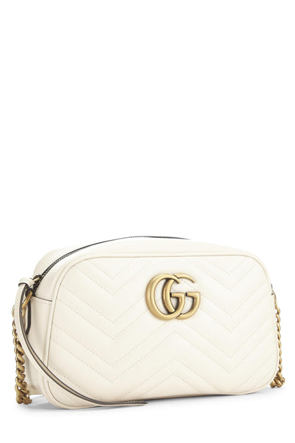 Gucci, Pre-Loved White Leather GG Marmont Crossbody Small, White