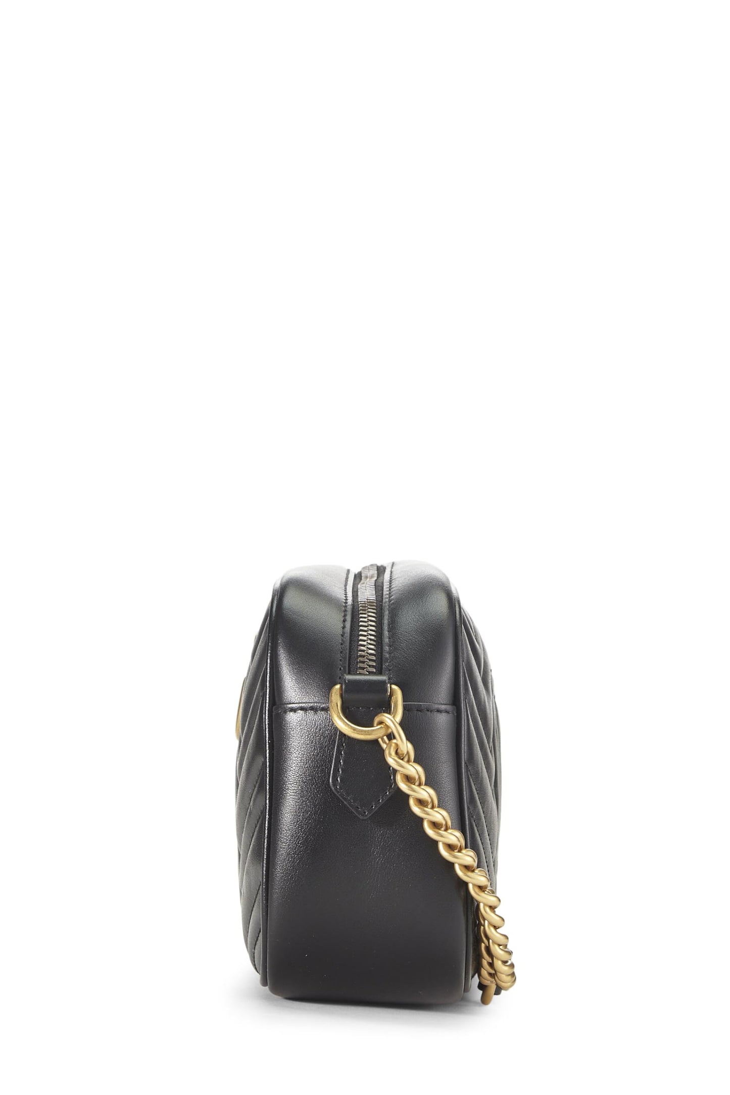 Gucci, sac à bandoulière GG Marmont en cuir noir d'occasion, petit modèle, noir