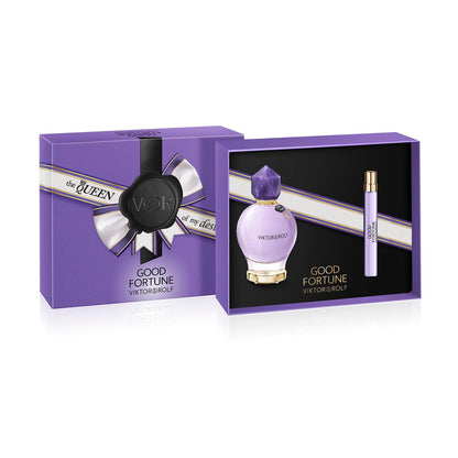 Viktor&amp;Rolf - Good Fortune Eau de Parfum - Set de regalo de perfume floral para mujer - Con notas de jazmín y vainilla - Tamaño completo, 3 fl oz y tamaño de viaje, 0.3 fl oz