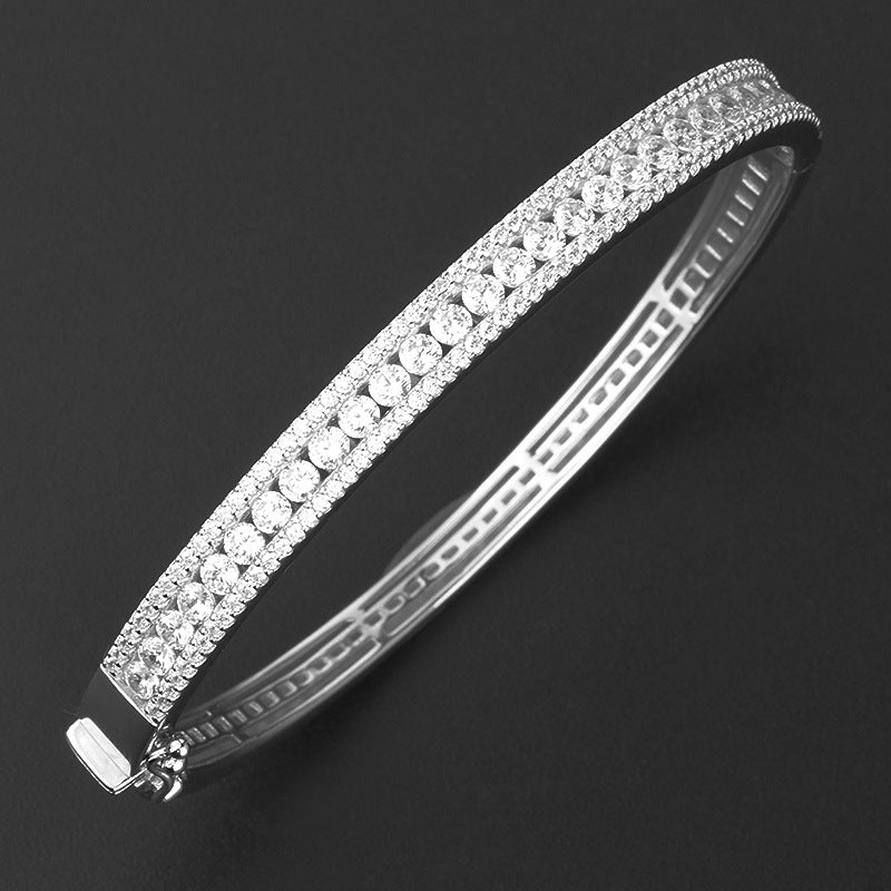 Pulsera de plata de ley de moda para mujer con diamantes de imitación y circonitas