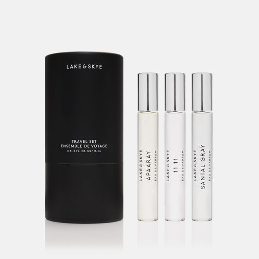 Coffret de voyage en vaporisateur de sac à main Tru Fragrance &amp; Beauty Lake &amp; Skye 3 pièces - Comprend 11 11, Apaaray et Santal Gray, 0,5 fl oz chacun (15 ml chacun)