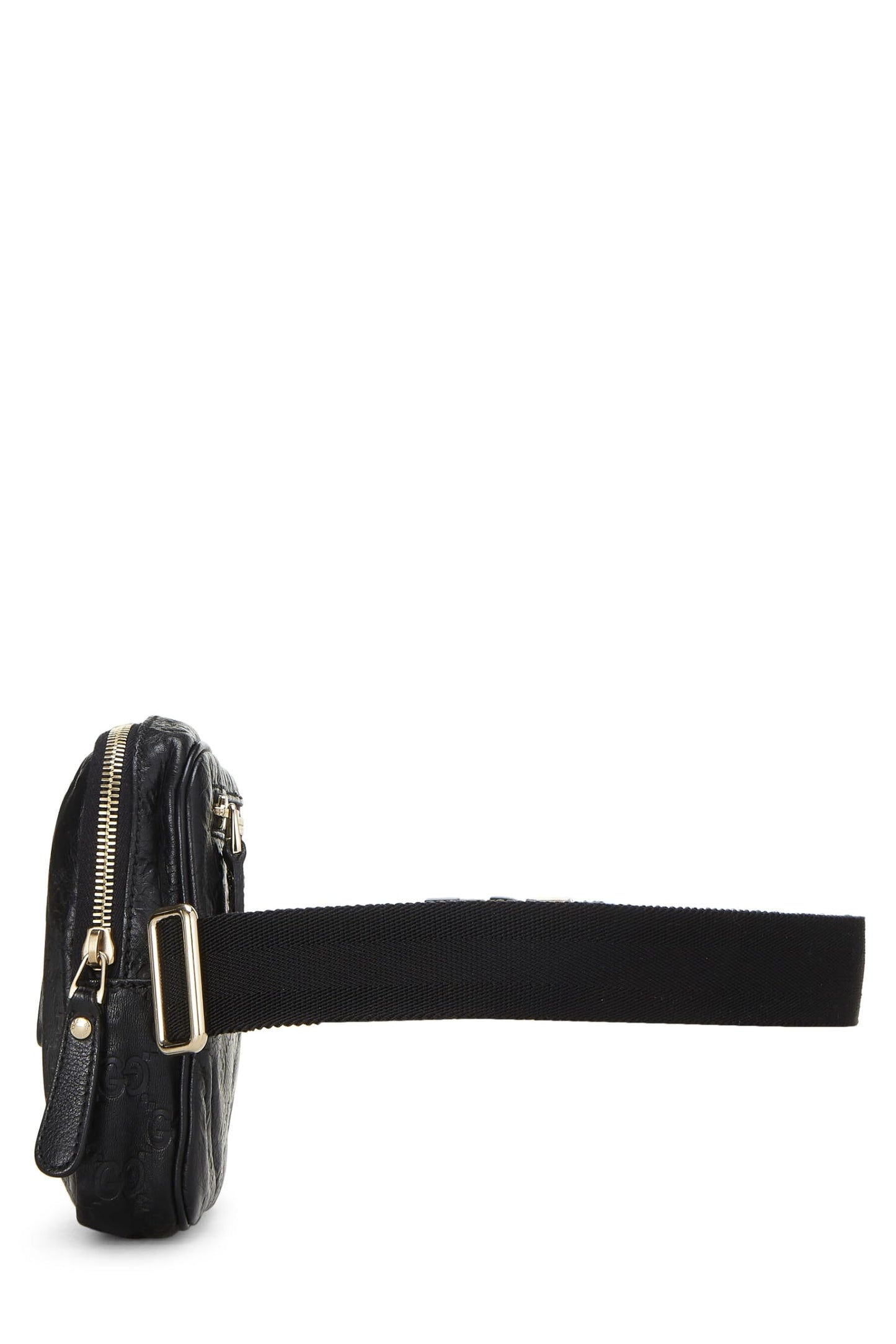 Gucci, Pre-Loved Black Guccissima Double Pocket Waist Pouch Small, Black