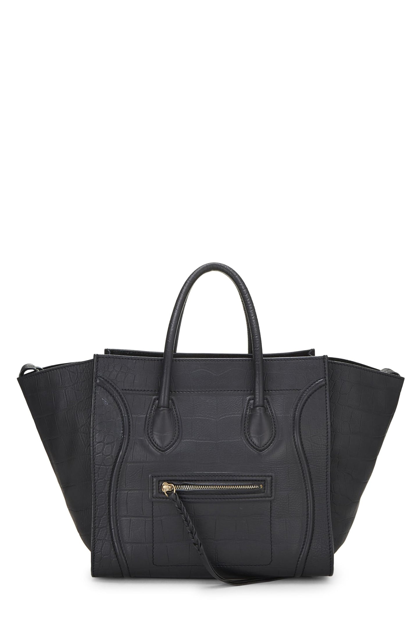 Céline, Phantom Medium crocodile noir gaufré d'occasion, noir