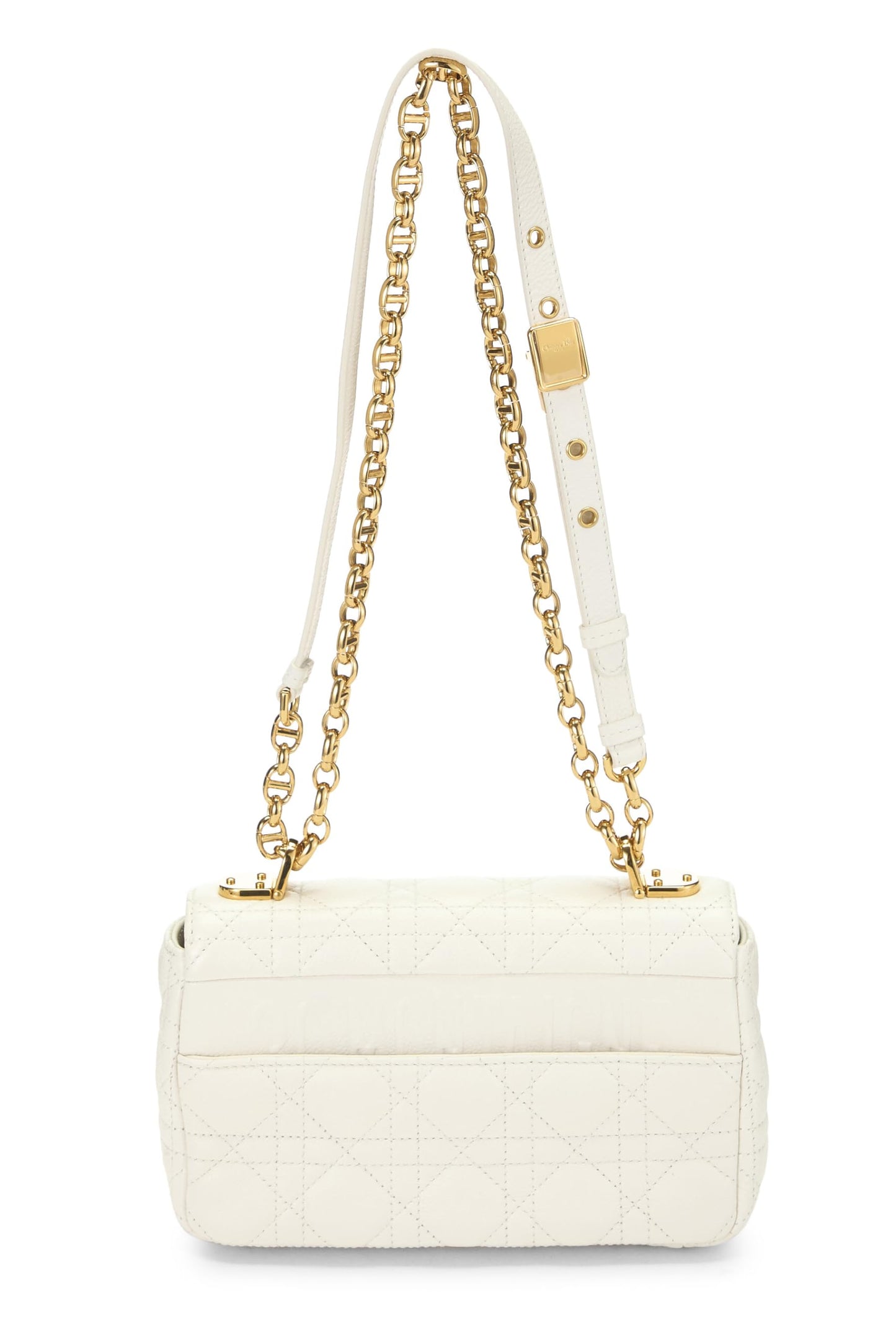 Dior, Pre-Loved White Cannage Calfskin Caro Bag Small, White