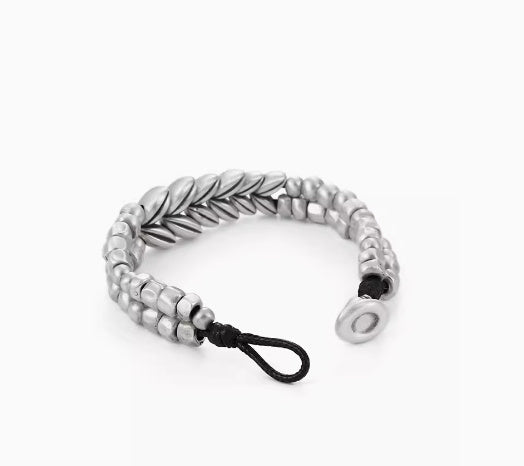 Pulsera de plata de ley 999 con forma de espiga de trigo para hombre, personalizada, con abalorios de moda