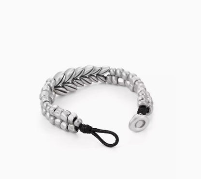 Bracelet d'oreille de blé en argent sterling 999 pour hommes, perles de mode personnalisées