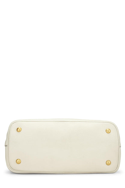 Prada, Pre-Loved White Vitello Daino Phenix Convertible Top Handle Small, White