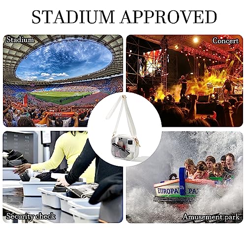 TOBVZOO Bolso Bandolera Transparente para Mujer Aprobado por el Estadio, Bolso pequeño de Cuero Transparente con Correa Ajustable para Conciertos Eventos Deportivos (Blanco)