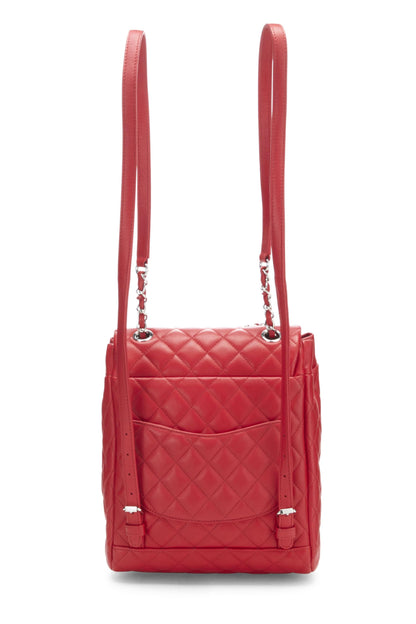 Chanel, sac à dos Urban Spirit en cuir d'agneau matelassé rouge d'occasion, grand modèle, rouge