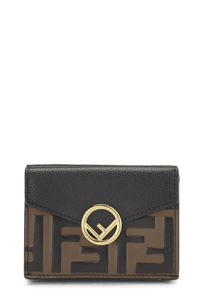 Fendi, Cartera compacta 'F is Fendi' de cuero negro Pre-Loved, Negro