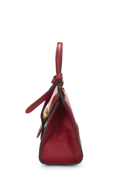 Gucci, Pre-Loved Red Leather GG Marmont Top Handle Flap Bag Mini, Red