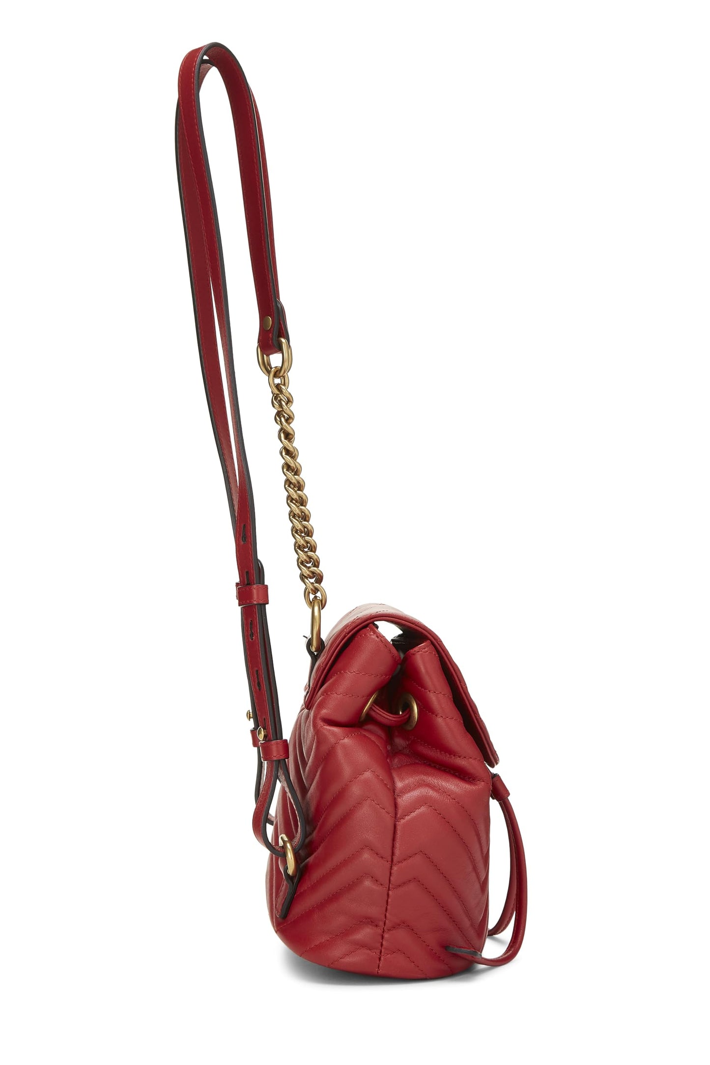 Gucci, Pre-Loved Red Leather GG Marmont Backpack Small, Red