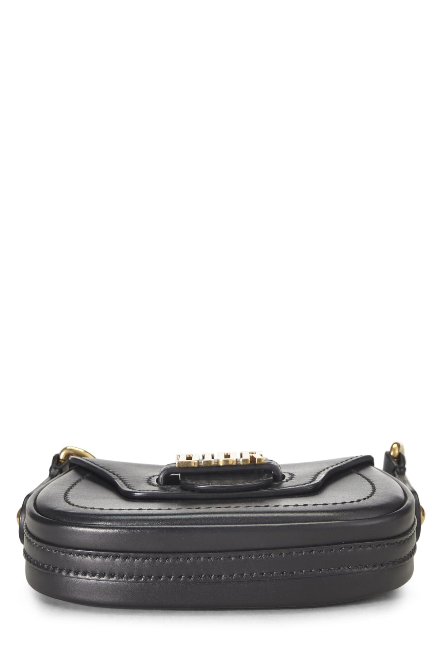 Dior, Pre-Loved Black Calfskin D-Fence Saddle Mini, Black