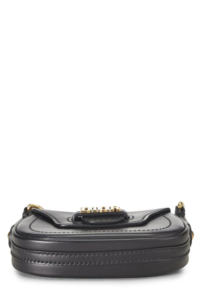 Dior, Pre-Loved Black Calfskin D-Fence Saddle Mini, Black