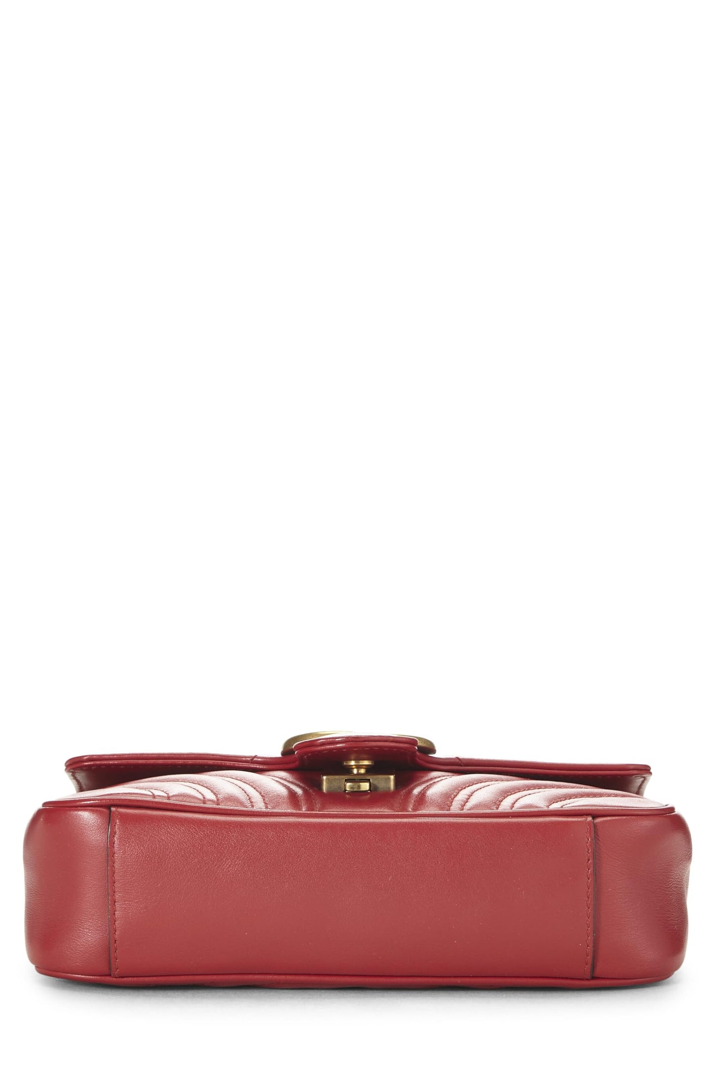 Gucci, Pre-Loved Red Leather GG Marmont Shoulder Bag Small, Red