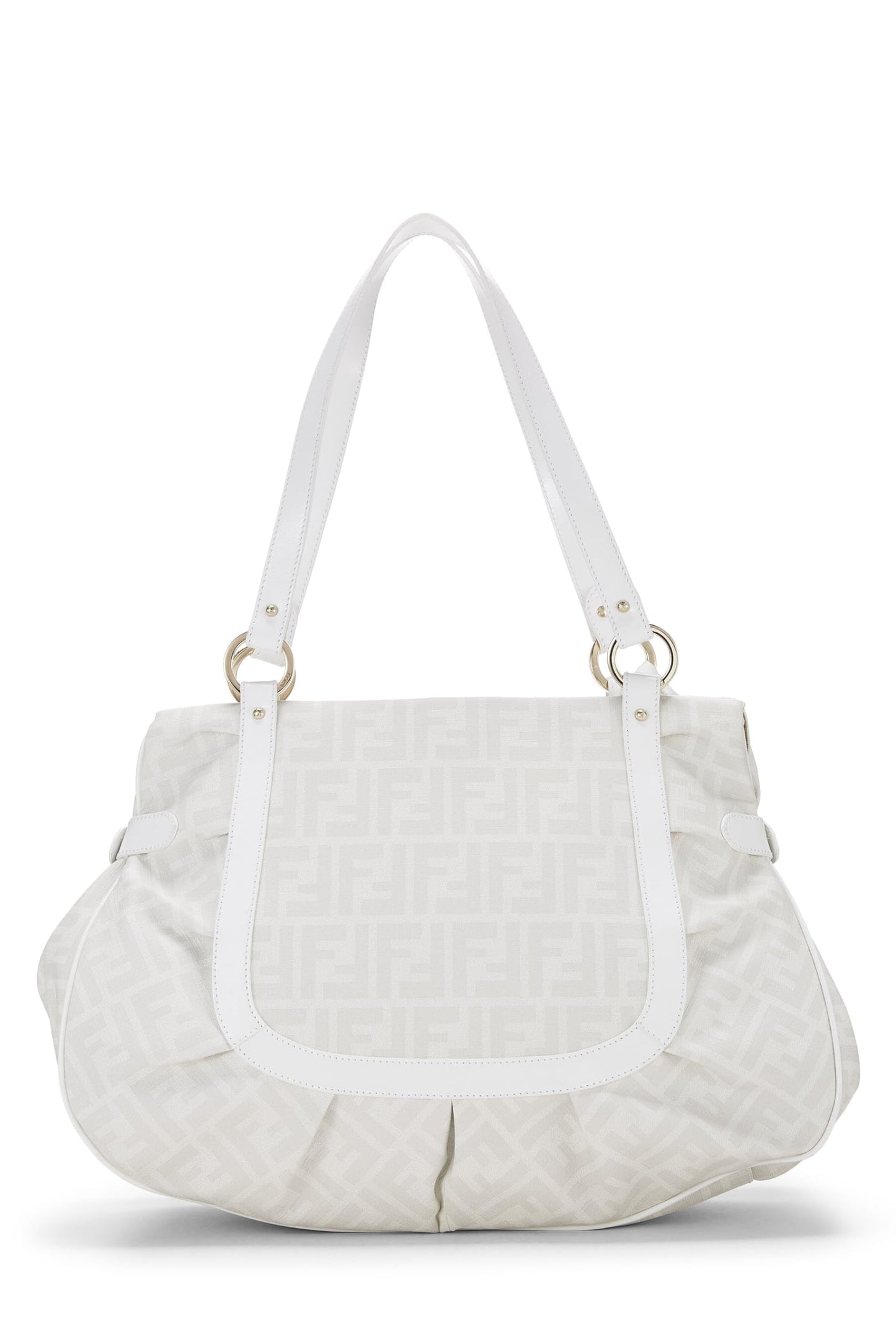 Fendi, sac de chef Zucca en toile enduite blanche d'occasion, grand modèle, blanc