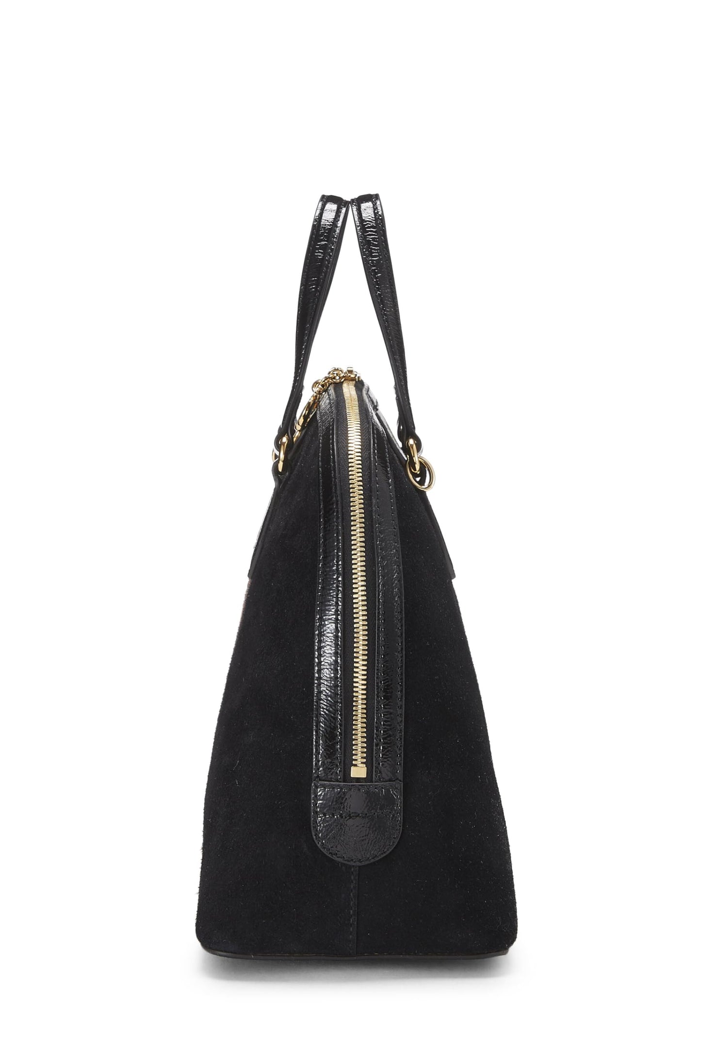 Gucci, sac à main Ophidia Dome Medium en daim noir d'occasion, noir