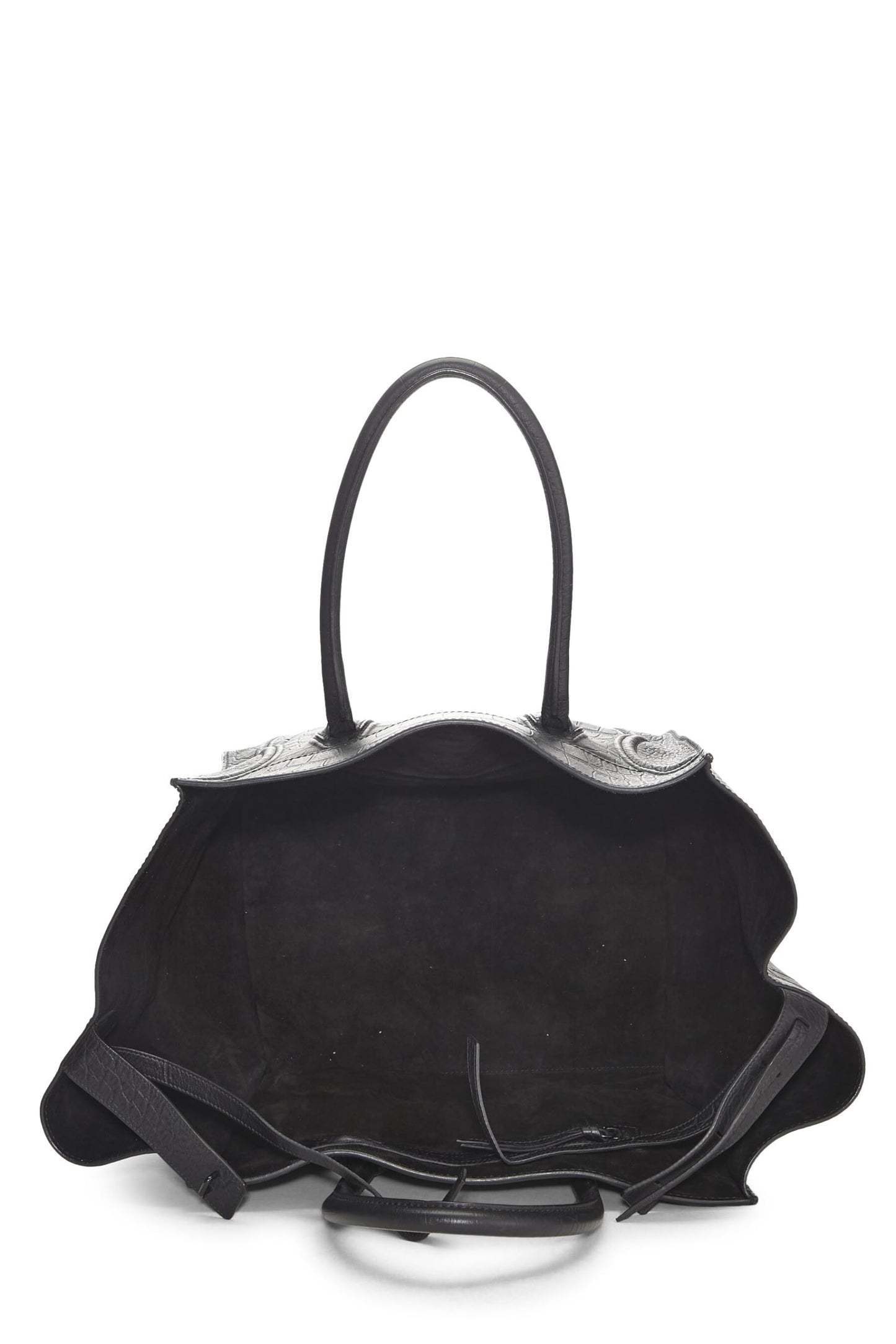 Céline, Phantom de cocodrilo en relieve negro Pre-Loved, tamaño mediano, Negro