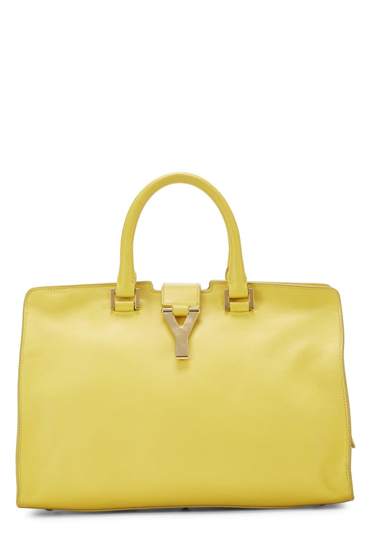 Yves Saint Laurent, Cabas Y classique en cuir de veau jaune d'occasion, petit modèle, jaune