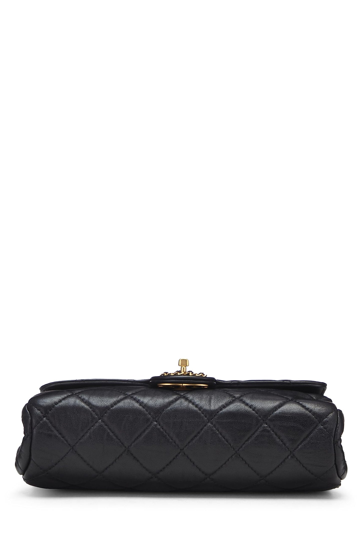 Chanel, Pre-Loved Black Quilted Lambskin Chain Flap Small, Black