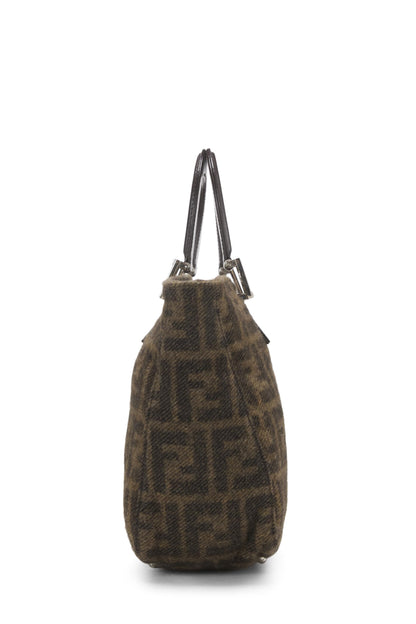 Fendi, Bolso de mano de lana Zucca marrón Pre-Loved, Marrón