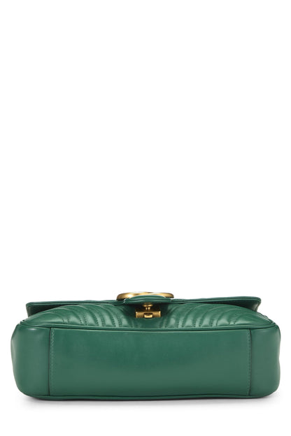 Gucci, Pre-Loved Green Leather GG Marmont Shoulder Bag Small, Green