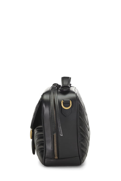 Gucci, sac à bandoulière GG Marmont en cuir noir d'occasion, petit modèle, noir