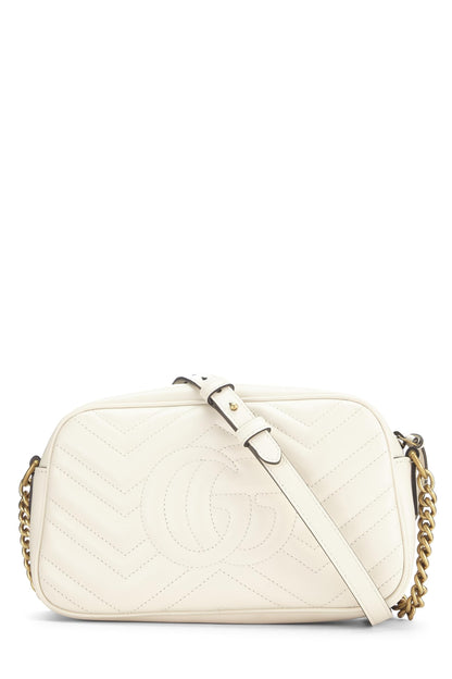 Gucci, petit sac bandoulière GG Marmont en cuir blanc d'occasion, blanc