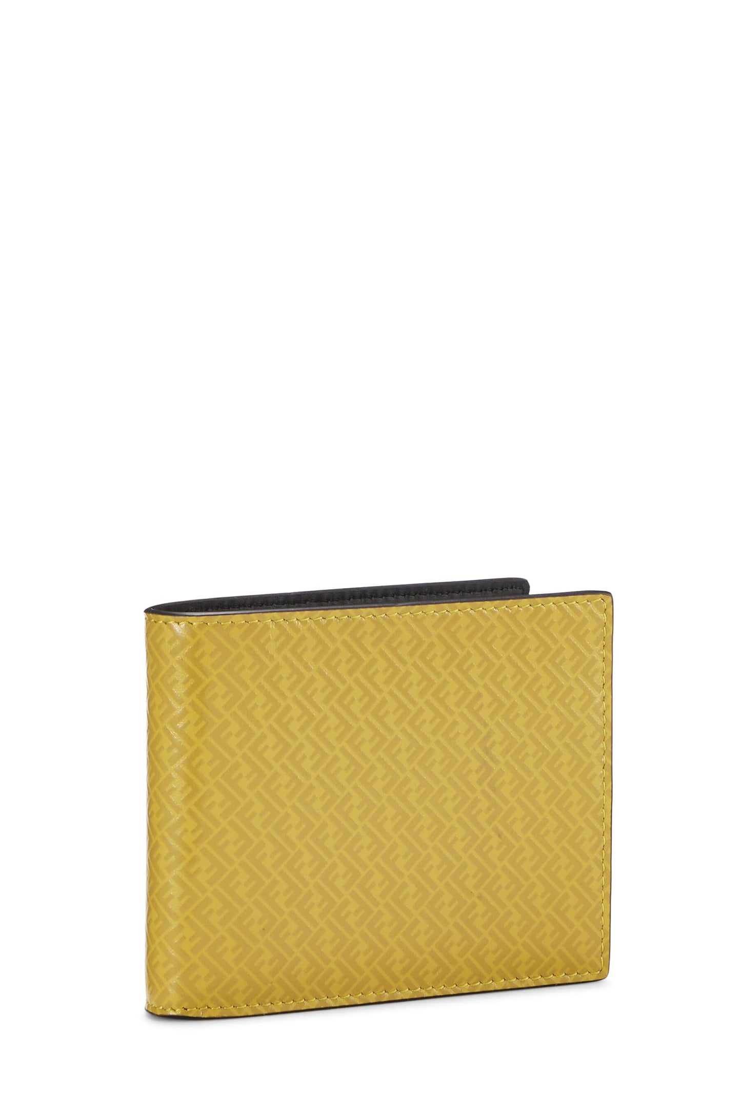 Fendi, Pre-Loved Yellow Zucchino Leather Bi-fold Wallet, Yellow