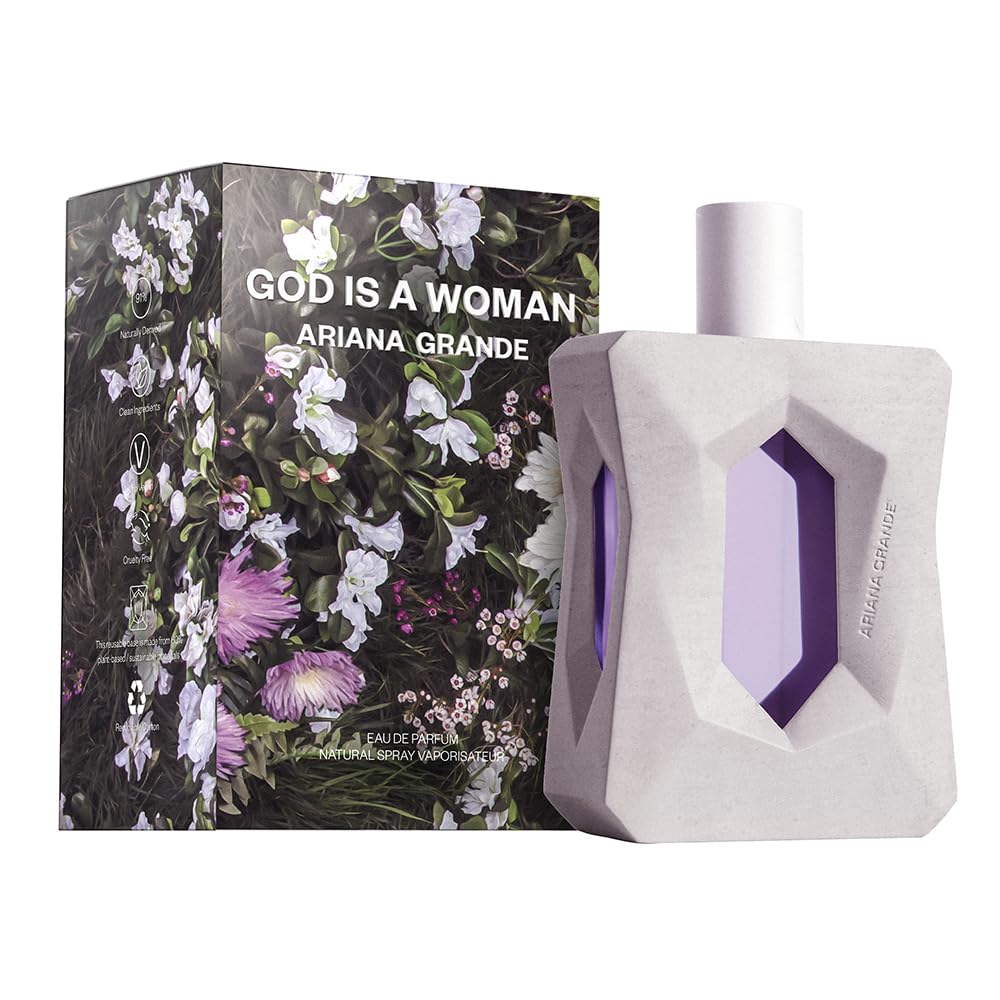 Ariana Grande God is a Woman Eau de Parfum, Parfum Musqué Fruité, Notes d'Iris, Poire, Vanille, Bois de Cèdre, Parfum Femme