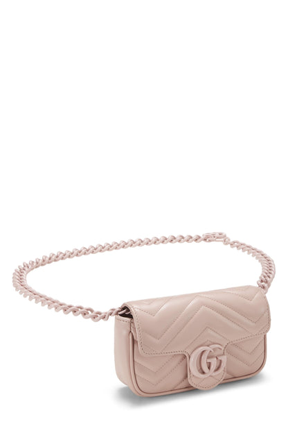 Gucci, sac ceinture GG Marmont en cuir à chevrons rose d'occasion, rose