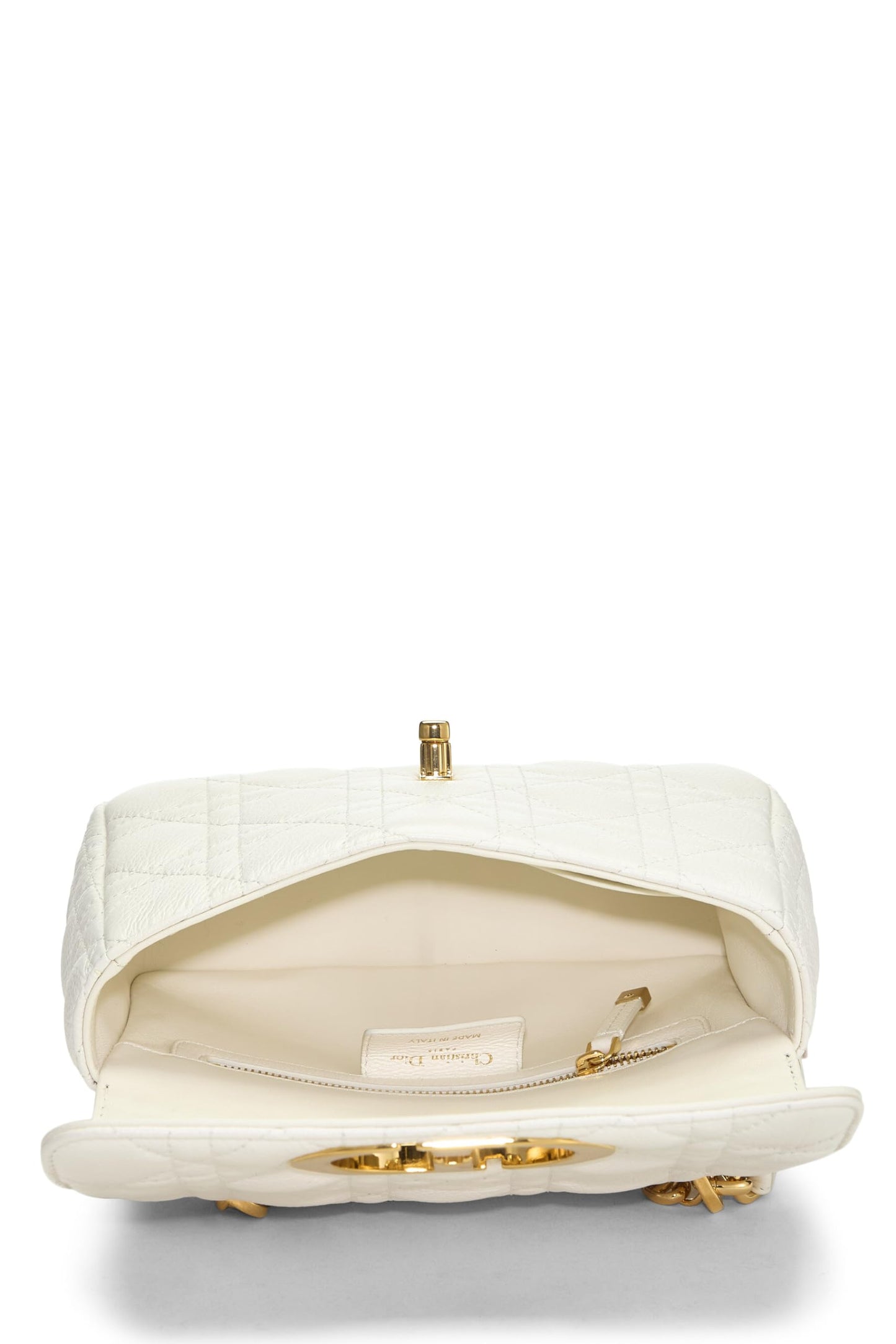 Dior, Pre-Loved White Cannage Calfskin Caro Bag Small, White