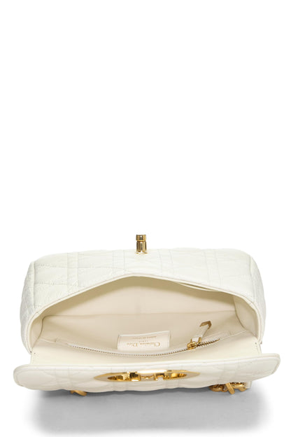 Dior, Pre-Loved White Cannage Calfskin Caro Bag Small, White