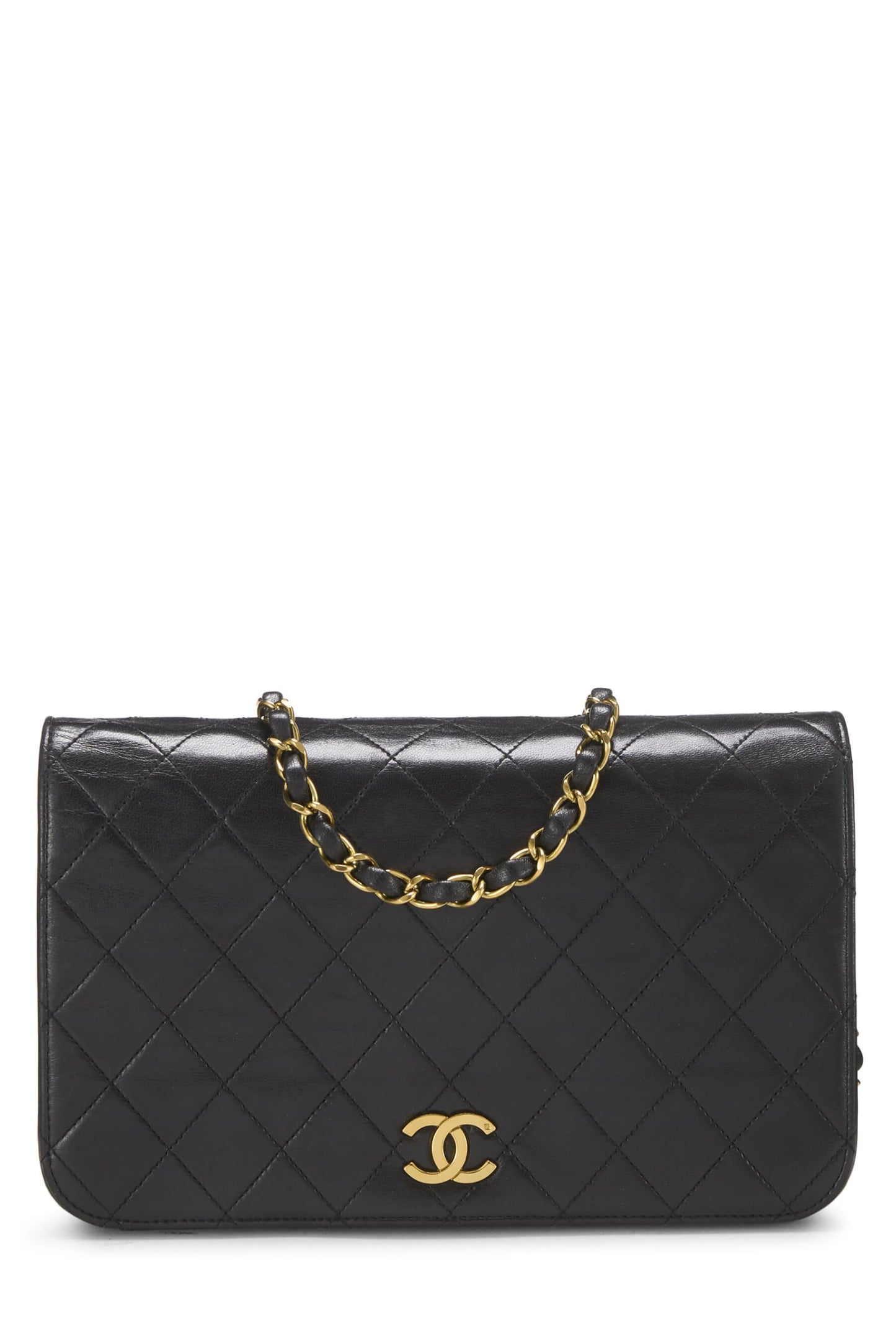 Chanel, Pre-Loved Black Quilted Lambskin Snap Full Flap Small, Black