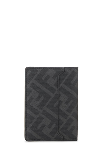 Fendi, porte-cartes en toile enduite Zucca noire d'occasion, noir