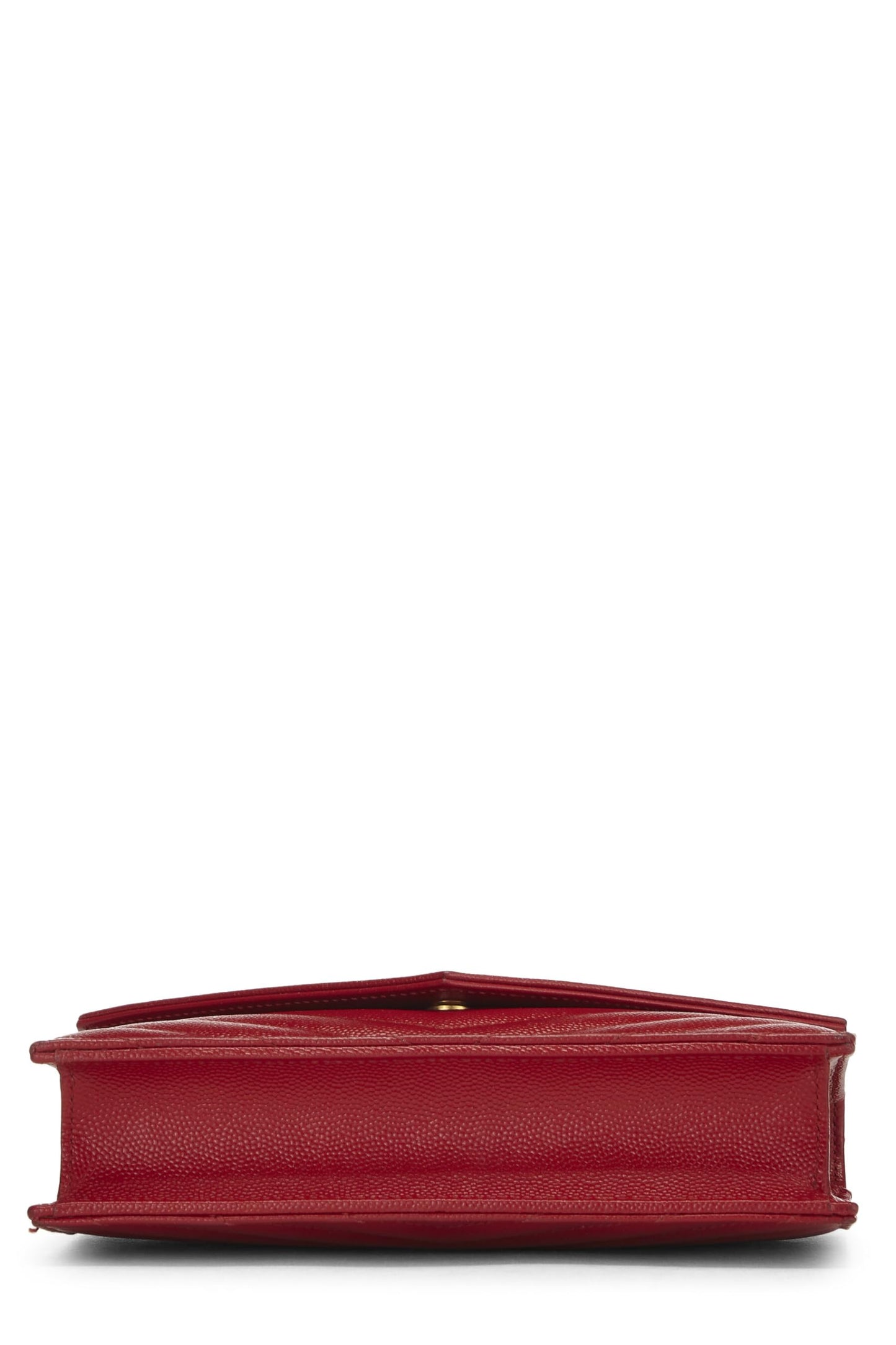 Yves Saint Laurent, Pre-Loved Red Grained Calfskin Envelope Wallet-On-Chain (WOC), Red