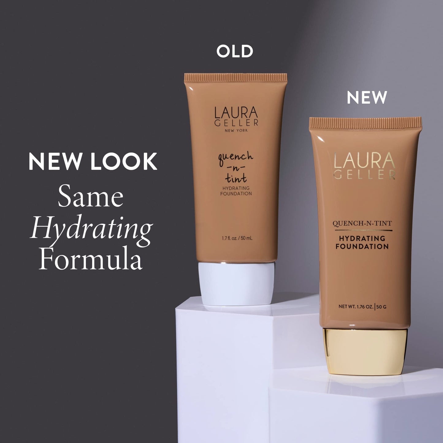 Fond de teint hydratant Quench-n-Tint de LAURA GELLER NEW YORK - Clair/moyen - Couvrance modulable transparente à claire - Fini éclat naturel - Formule légère avec acide hyaluronique