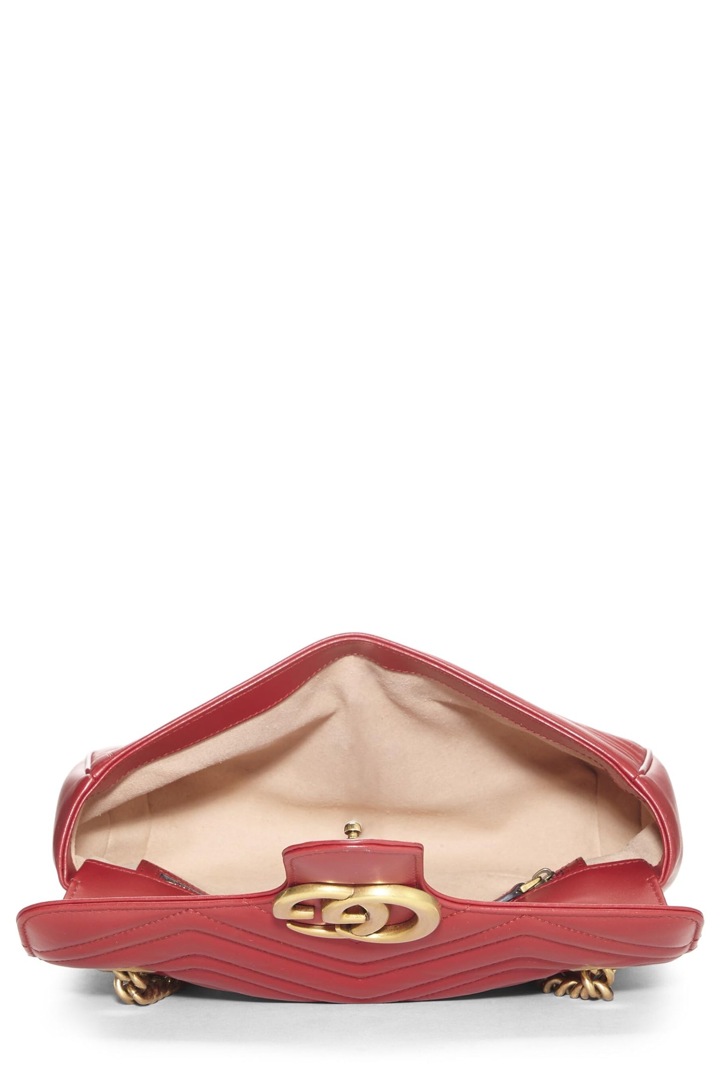 Gucci, sac à bandoulière GG Marmont en cuir rouge d'occasion, petit modèle, rouge