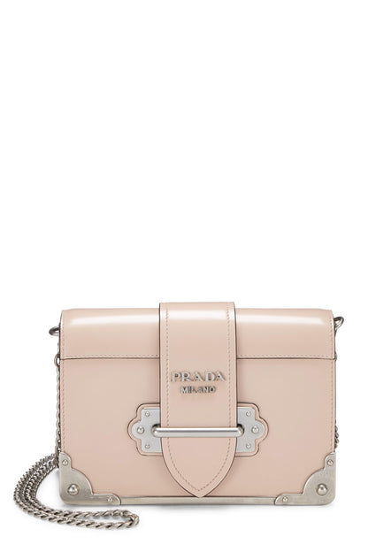 Prada, sac à bandoulière Cahier en cuir rose d'occasion, rose