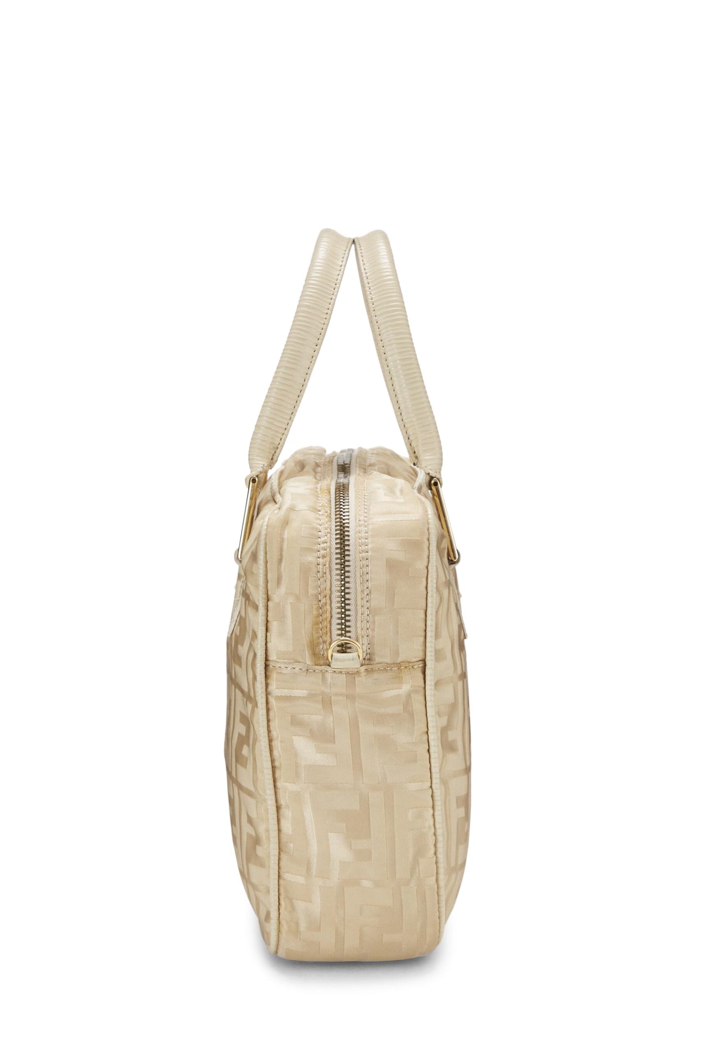 Fendi, sac à main en nylon beige Zucca d'occasion, beige