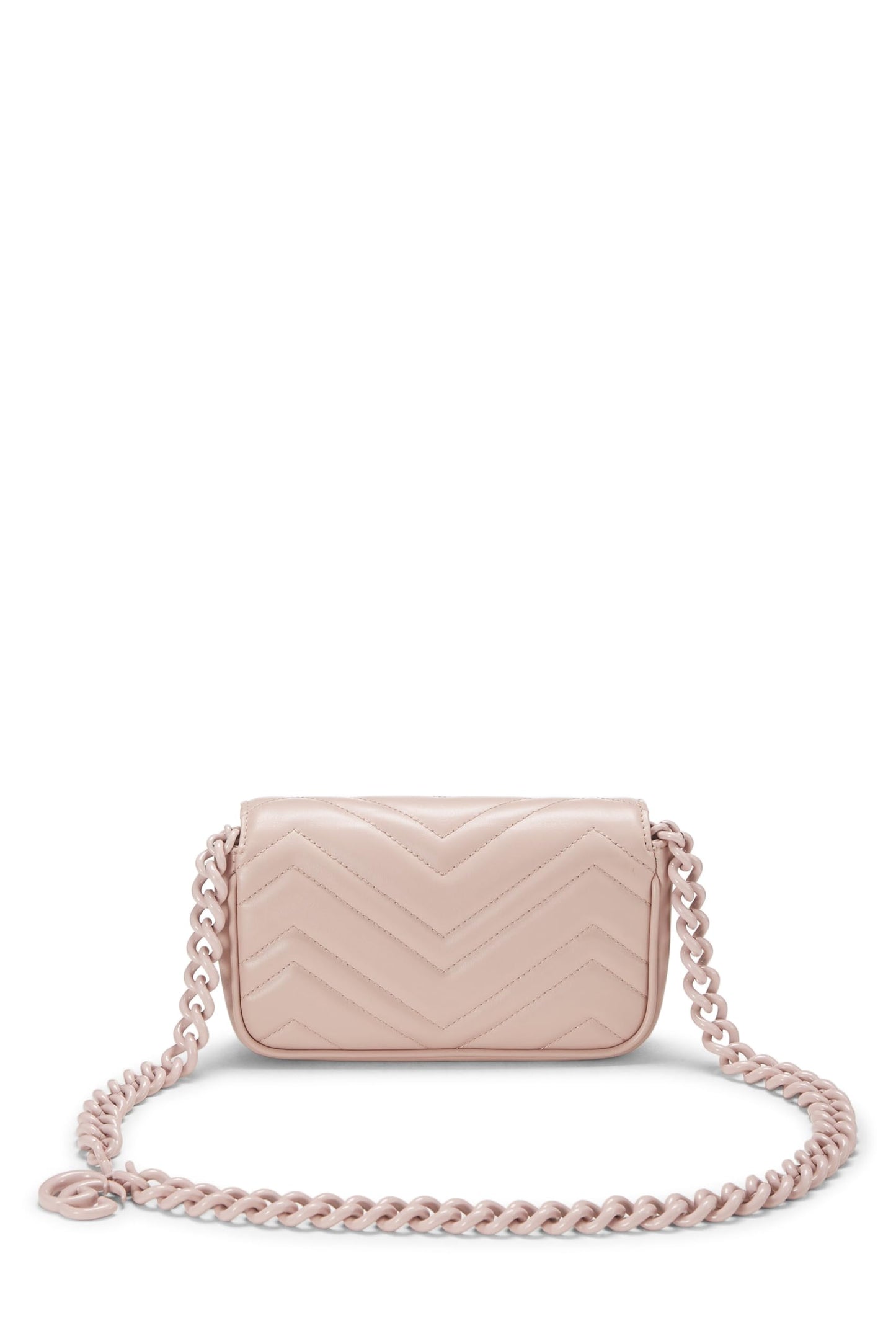 Gucci, Pre-Loved Pink Chevron Leather GG Marmont Belt Bag, Pink