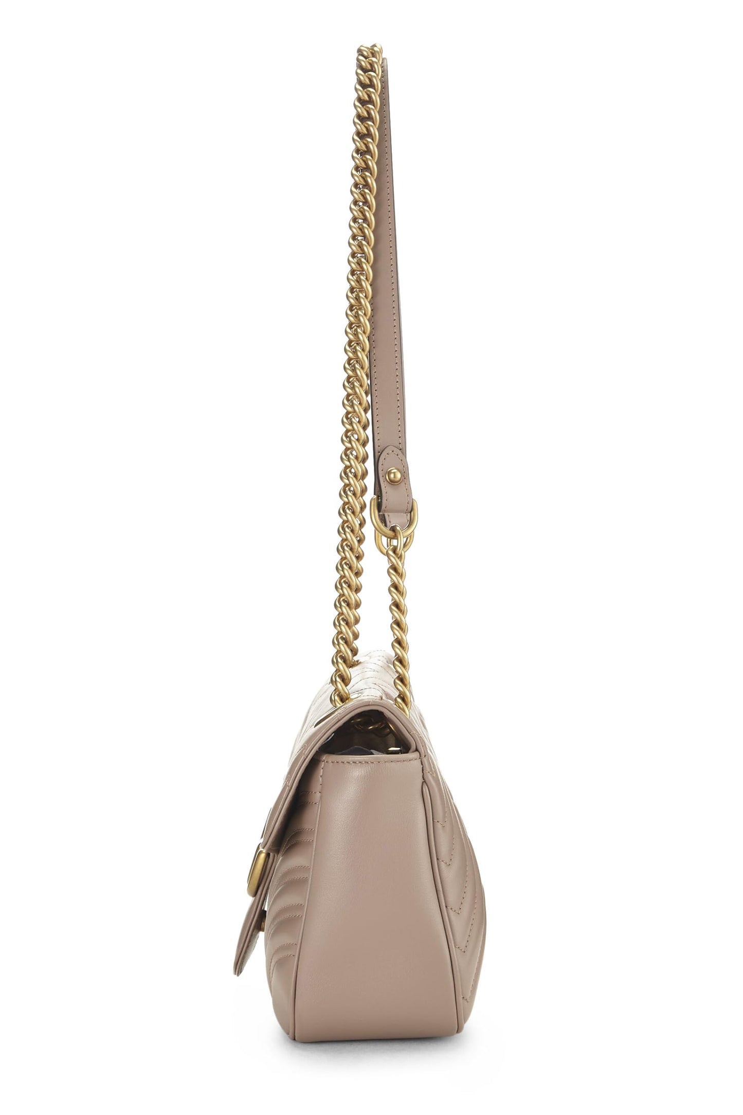 Gucci, sac à bandoulière GG Marmont en cuir beige d'occasion, petit modèle, beige