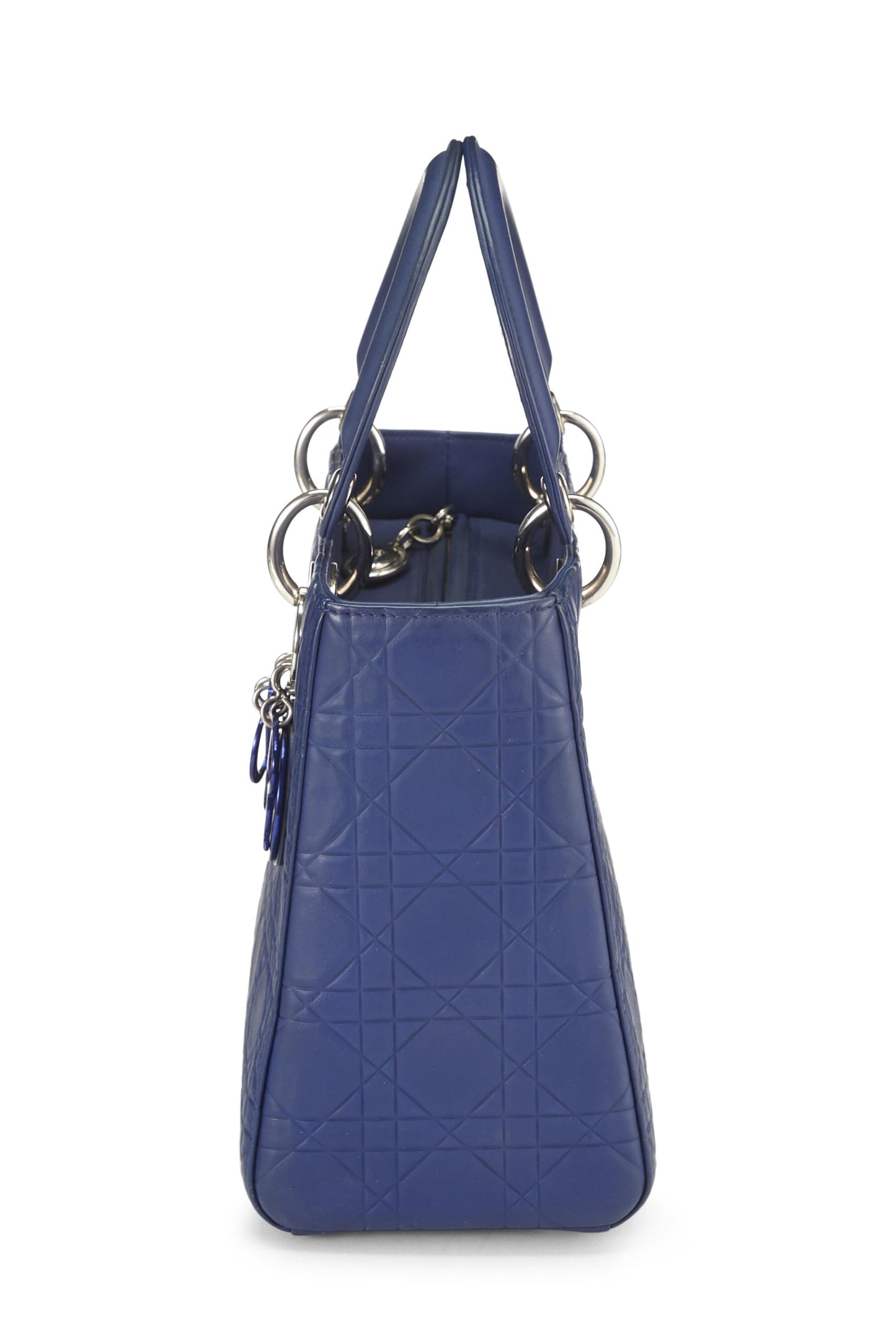 Dior, Pre-Loved Piel de becerro Cannage azul mate Lady Dior Medium, Azul