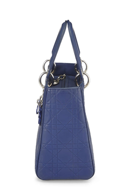 Dior, Pre-Loved Matte Blue Cannage Calfskin Lady Dior Medium, Blue