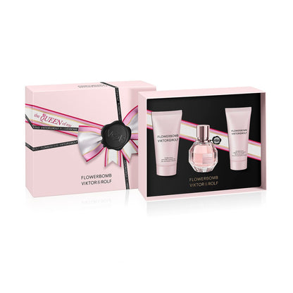 Viktor&amp;Rolf - Flowerbomb Eau de Parfum - Set de regalo de perfume para mujer - Floral y amaderado - Con notas de rosa, peonía y pachulí - Perfume, 1 fl oz, crema corporal, 1.4 fl oz y loción corporal, 1.7 fl oz