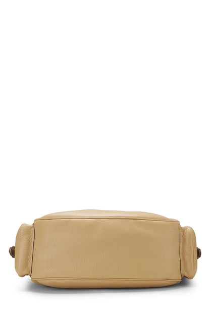 Prada, Hobo à poche latérale Vitello Daino beige pré-aimé, Beige