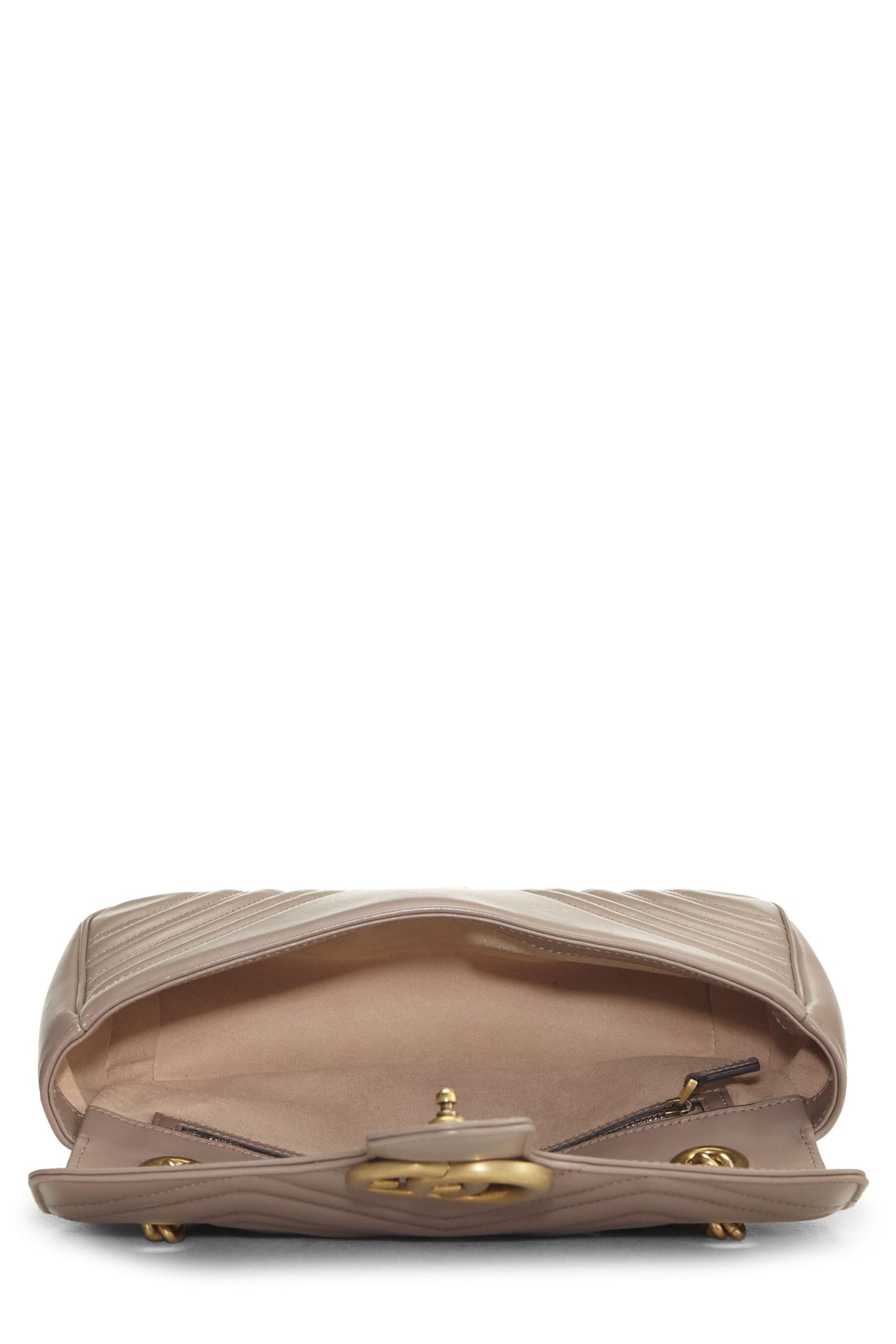 Gucci, Bolso de hombro pequeño GG Marmont de cuero beige Pre-Loved, Beige