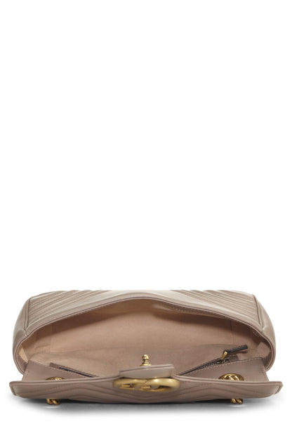 Gucci, Bolso de hombro pequeño GG Marmont de cuero beige Pre-Loved, Beige