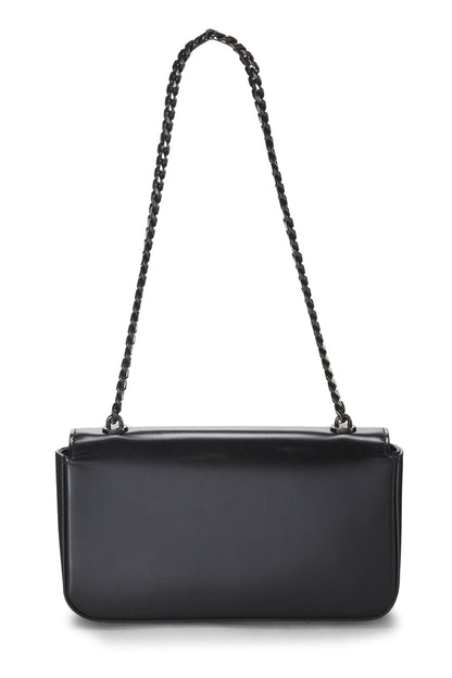 Céline, Bolso de hombro Claude con cadena de piel de becerro negra Pre-Loved, Negro