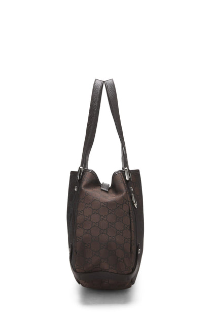 Gucci, sac fourre-tout Abbey en nylon marron GG d'occasion, grand modèle, marron